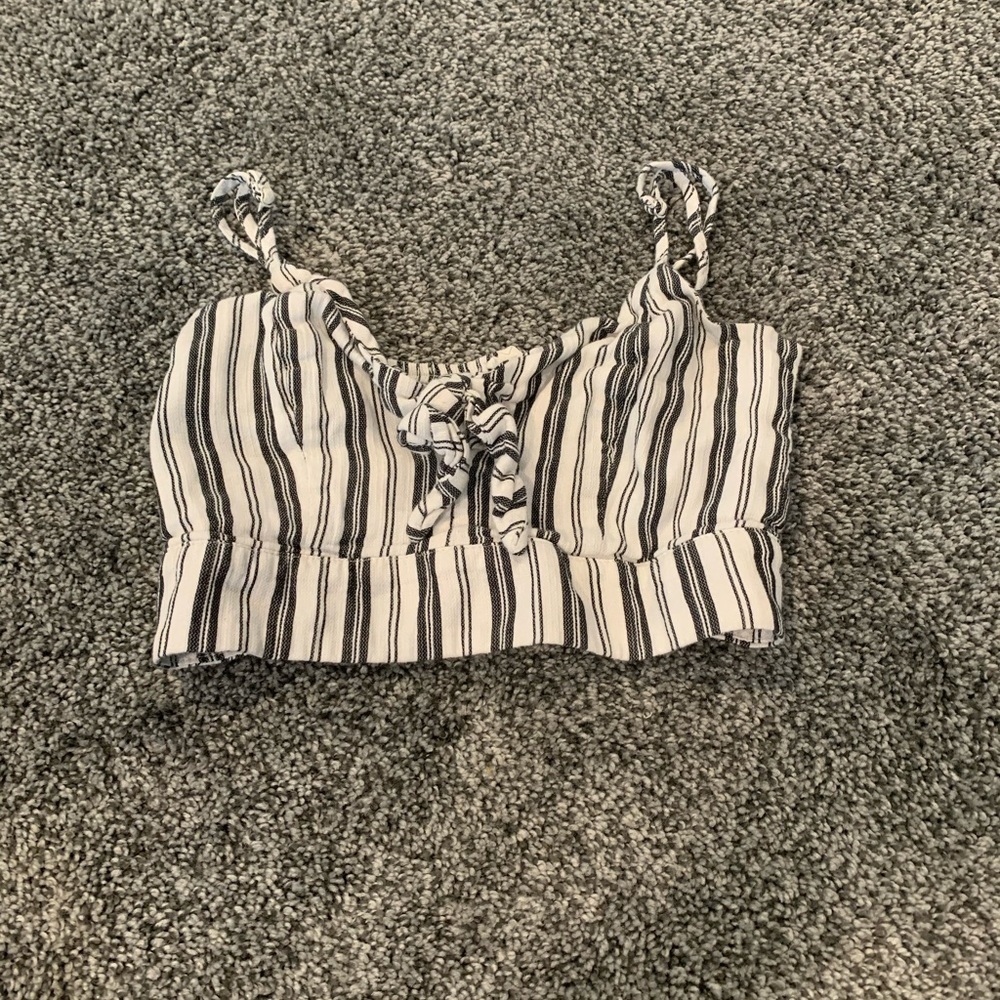 Garage striped crop top with adjustable straps xs